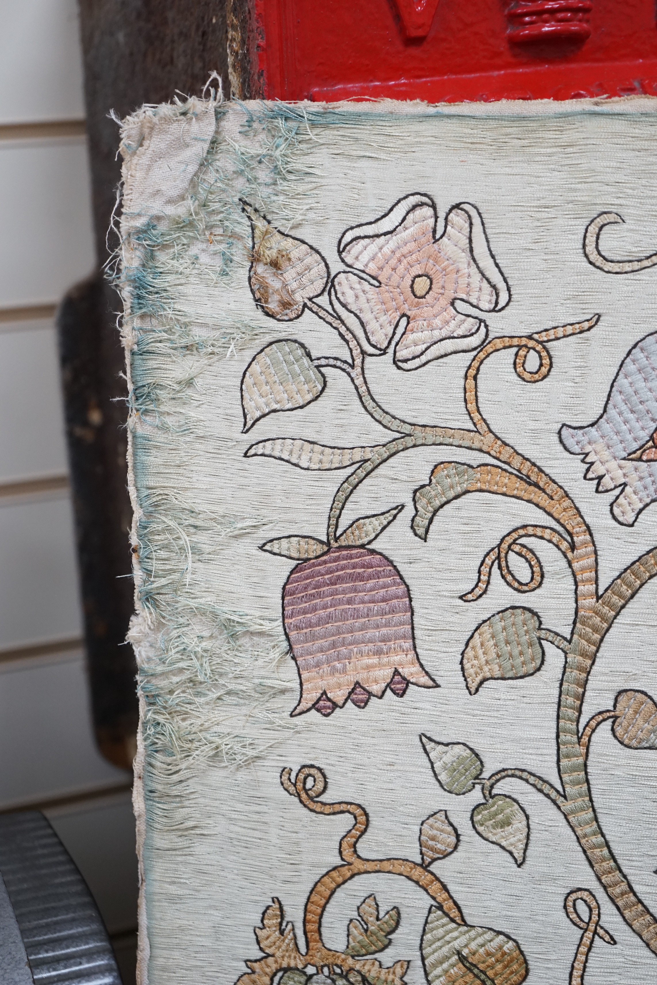 A coloured silkwork panel 64x51cm